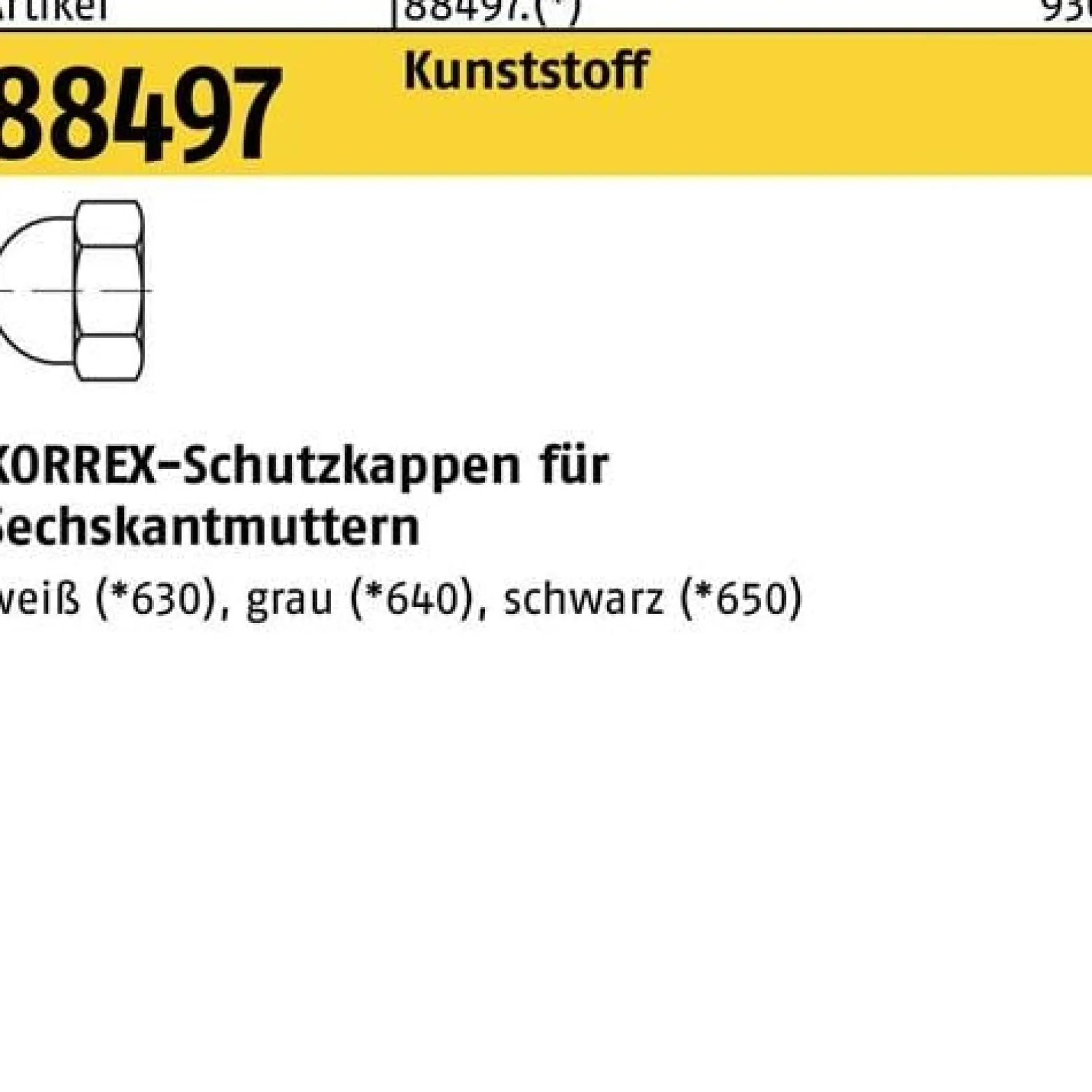 Schutzkappe R 88497 f.Sechskantmuttern f. M6/SW 10 Ku. sw 100St. DUBO