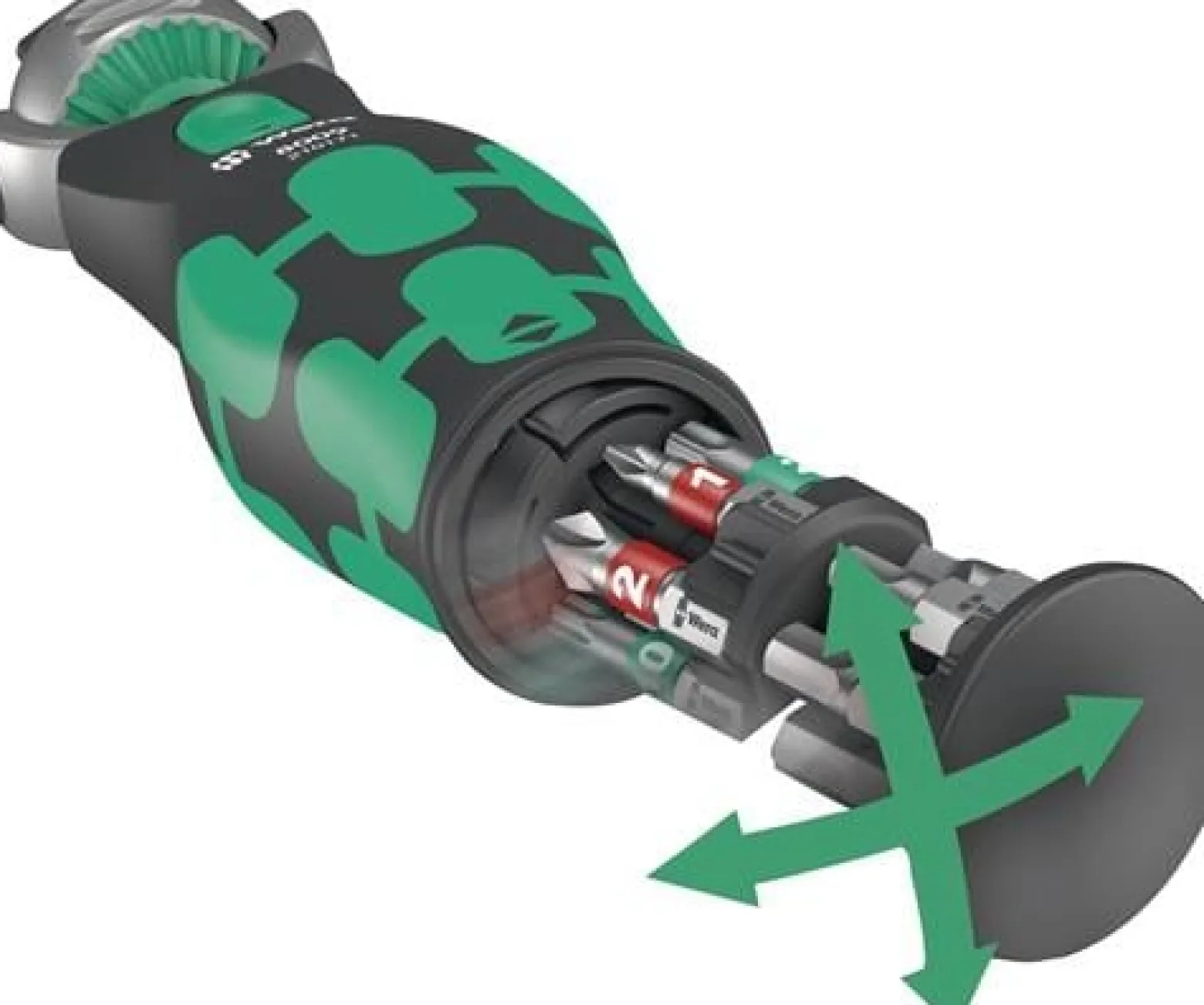 Schwenk- u.U.-Knarre 8009 Zyklop Pocket Set 1 3/8Zoll+1/4 Zoll 72 Z.WERA