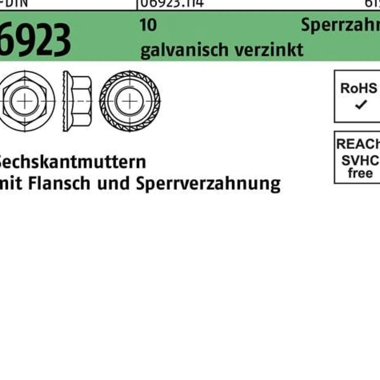 Sechskantmutter DIN 6923 Flansch M12 10 Sperrverzahnung gal Zn 250 Stück