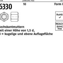 Sechskantmutter DIN 6330 FormB BM 16 SW 24 10 25 Stück