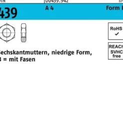 Sechskantmutter DIN 439/ISO 4035 FormB BM 3 A 4 100 Stück