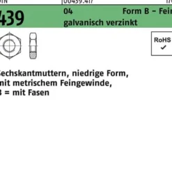 Sechskantmutter DIN 439/ISO 4035 FormB BM 16x1 Automatenstahl galv.verz. 100St.