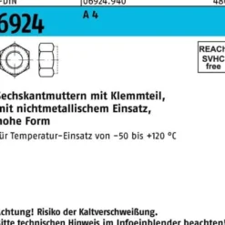 Sechskantmutter DIN 6924 Klemmteil M5 A 4 100 Stück