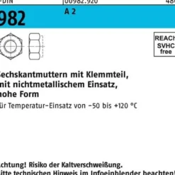 Sechskantmutter DIN 982 Klemmteil M8 A 2 100 Stück