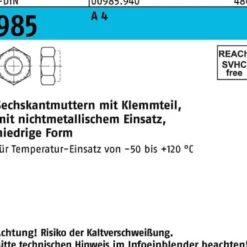 Sechskantmutter DIN 985 Klemmteil M6 A 4 1000 Stück