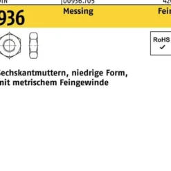 Sechskantmutter DIN 936 M12x 1,5 Messing 100 Stück