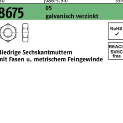 Sechskantmutter ISO 8675 Fasen M10x 1 5 galv.verz. 100 Stück