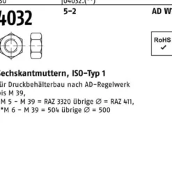 Sechskantmutter ISO 4032 M24 5-2 AD W7 50 Stück