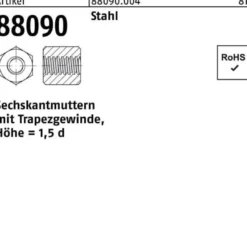 Sechskantmutter R 88090 Trapezgewinde TR24x5-SW36x36 Stahl Höhe=1,5d 1 Stück