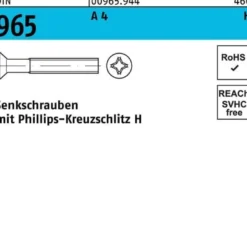Senkschraube DIN 965 PH M4x 50-H A 4 200 Stück
