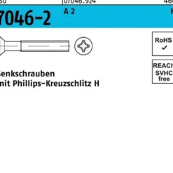 Senkschraube ISO 7046-2 PH M6x 70-H A 2 100 Stück