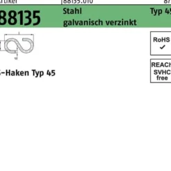 S-Haken R 88135 Typ 45 25x 8x 2,3 Stahl galv.verz. 100 Stück