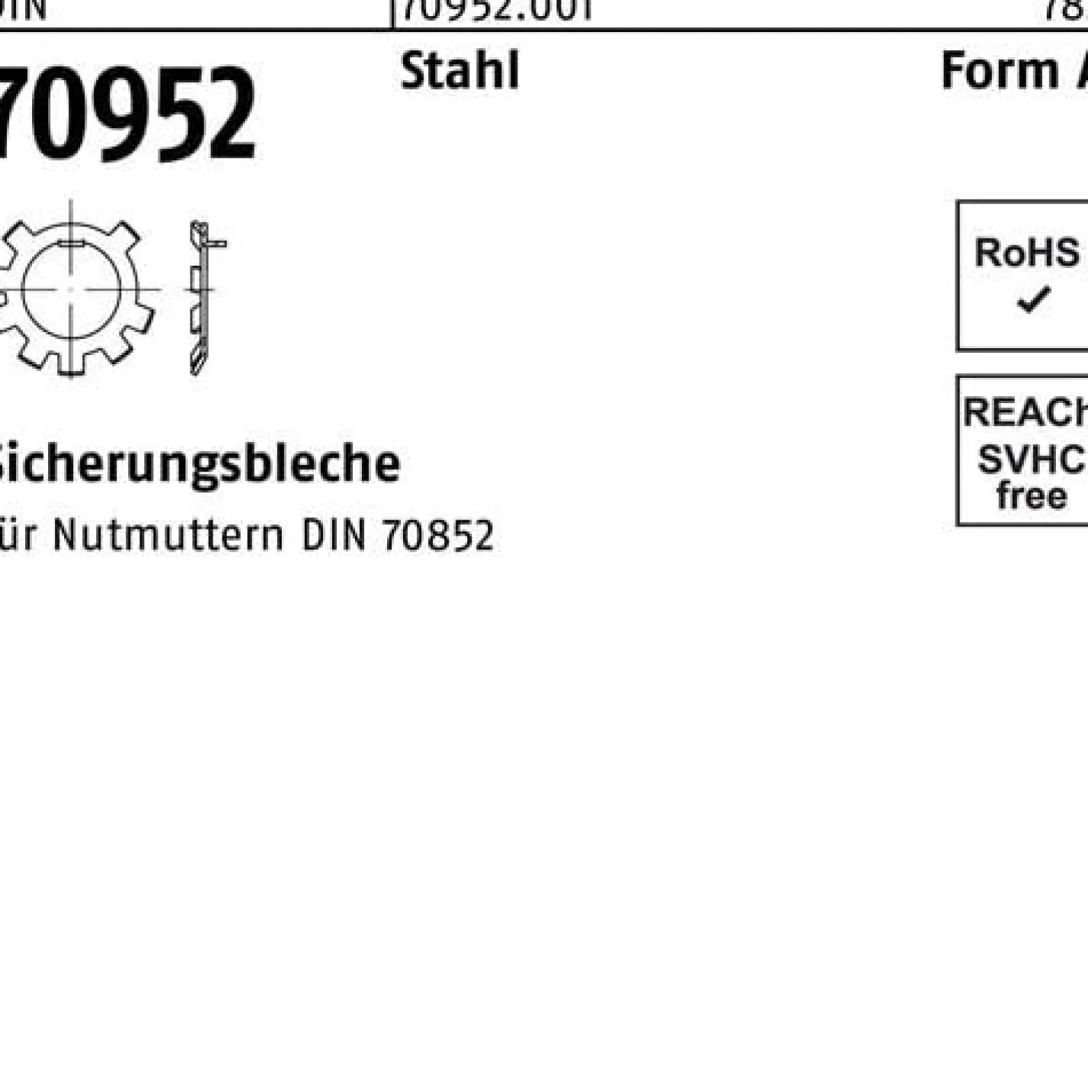Sicherungsblech DIN 70952 A 20 Stahl f.Nutmuttern DIN70852 50 Stück