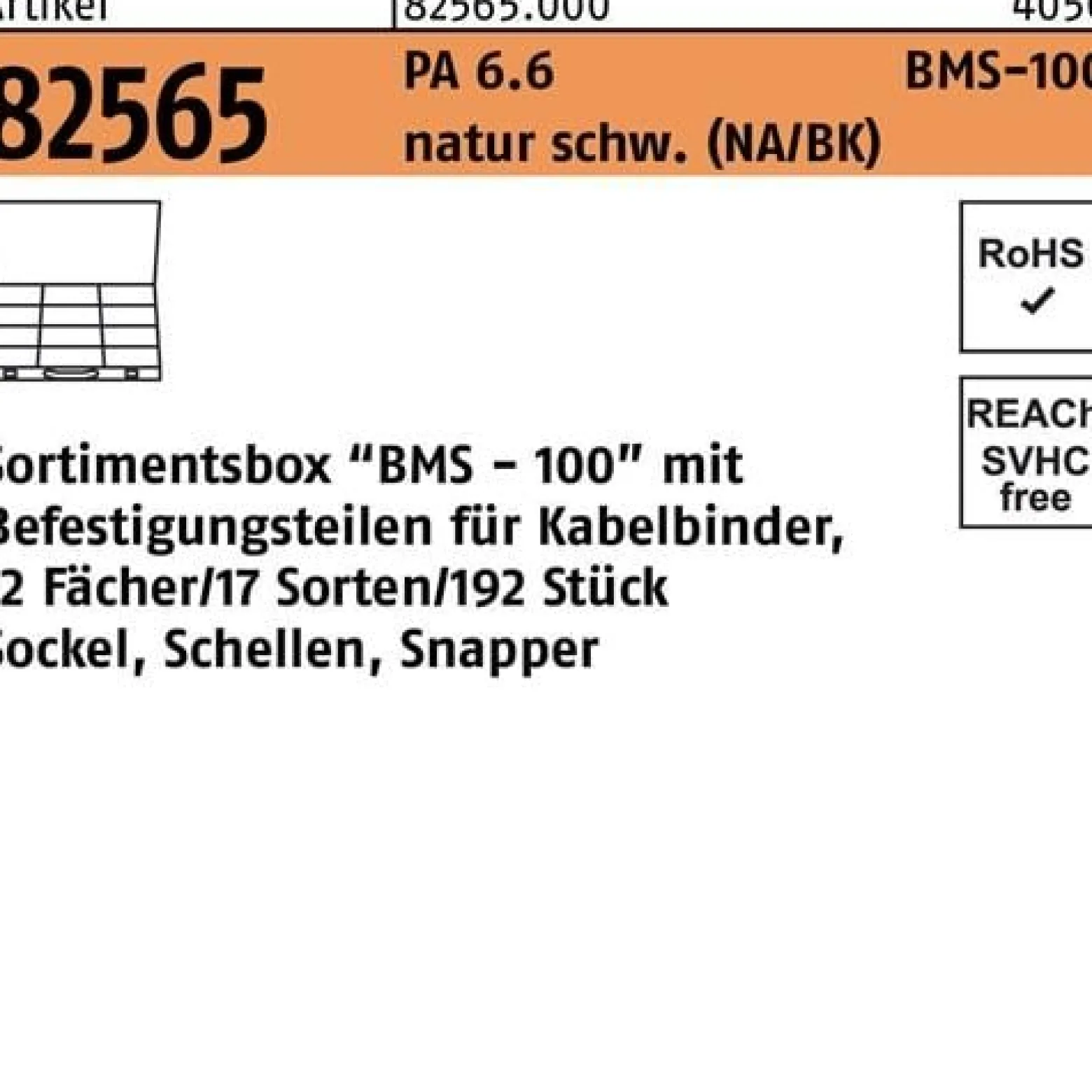 Sortimentsbox R 82565 f.Kabelbinder BMS - 100 PA 6.6 1 Stück HELLERMANNTYTON