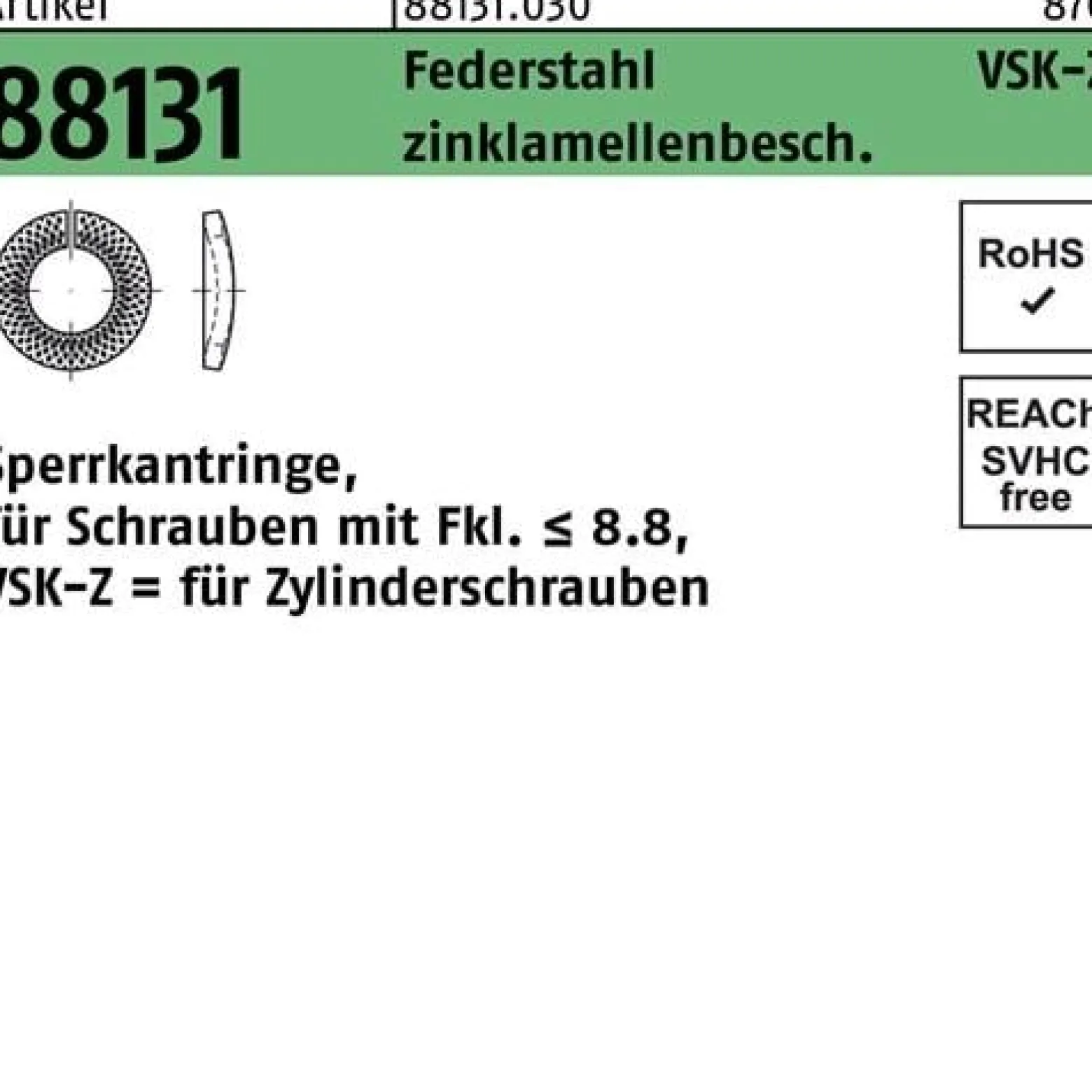 Sperrkantring R 88131 VSK-Z 4x7x1,2 Federstahl zinklamellenb. 10000St.
