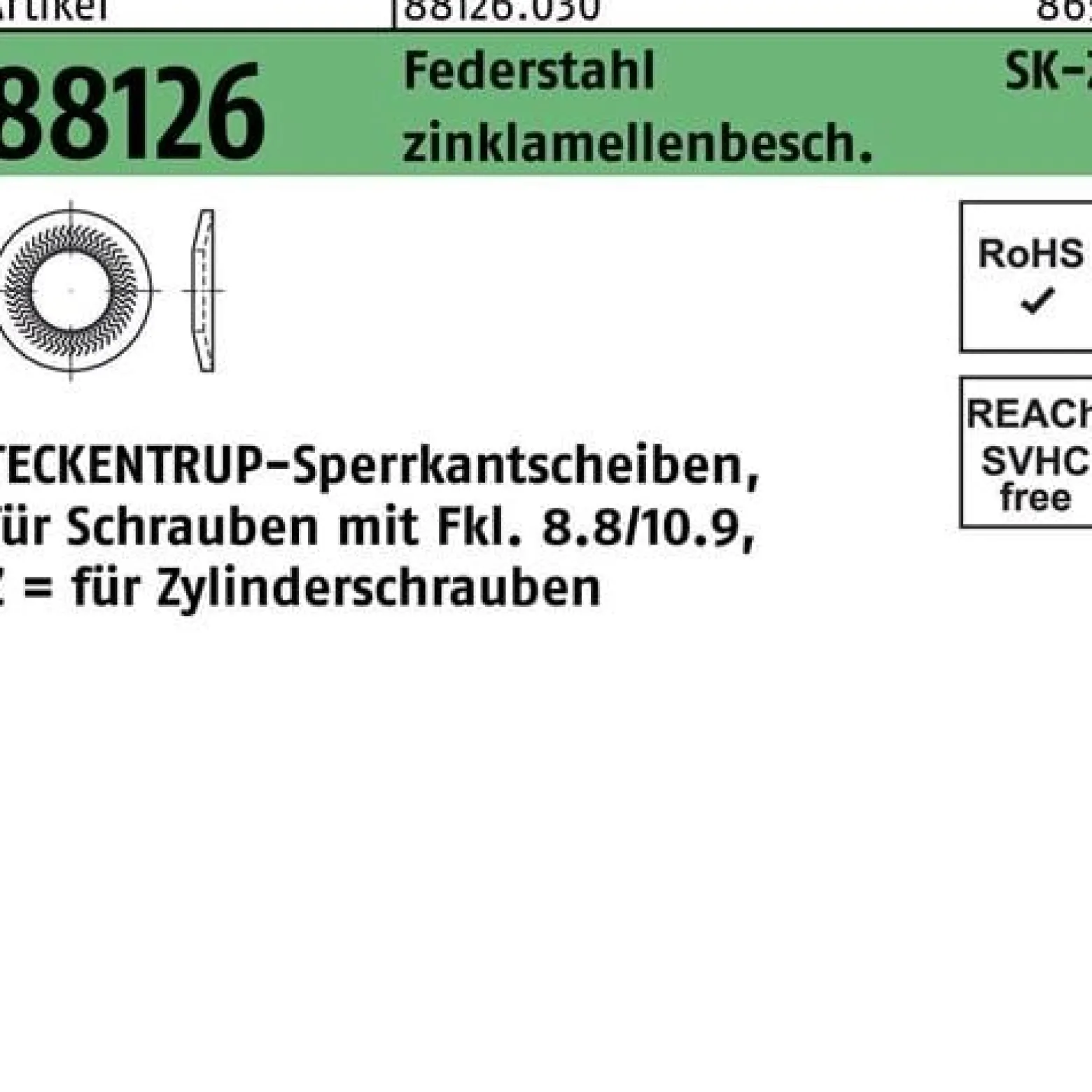 Sperrkantscheibe R 88126 Z 16x24,6x2,5 Federst. zinklamellenb. 100St. TECKENTRUP