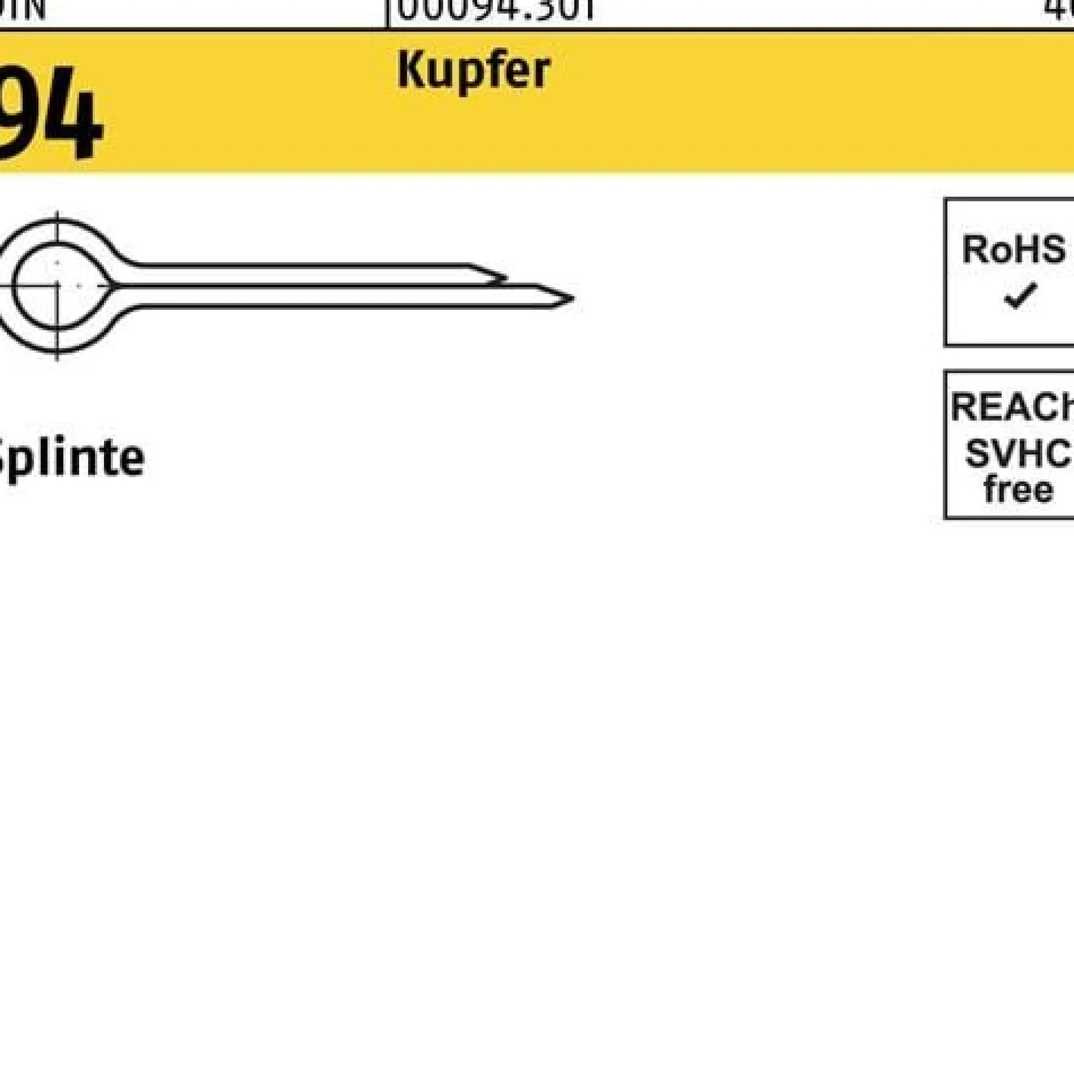 Splinte DIN 94/ISO 1234 6,3x 80 Kupfer 50 Stück