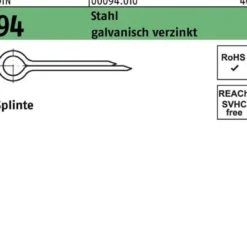 Splinte DIN 94/ISO 1234 8x 100 Stahl galv.verz. 100 Stück