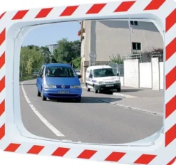 SPL Verkehrsspiegel H400xB600mm Kunststoff,rot/weiß f.2 Richtungen 9m - 554