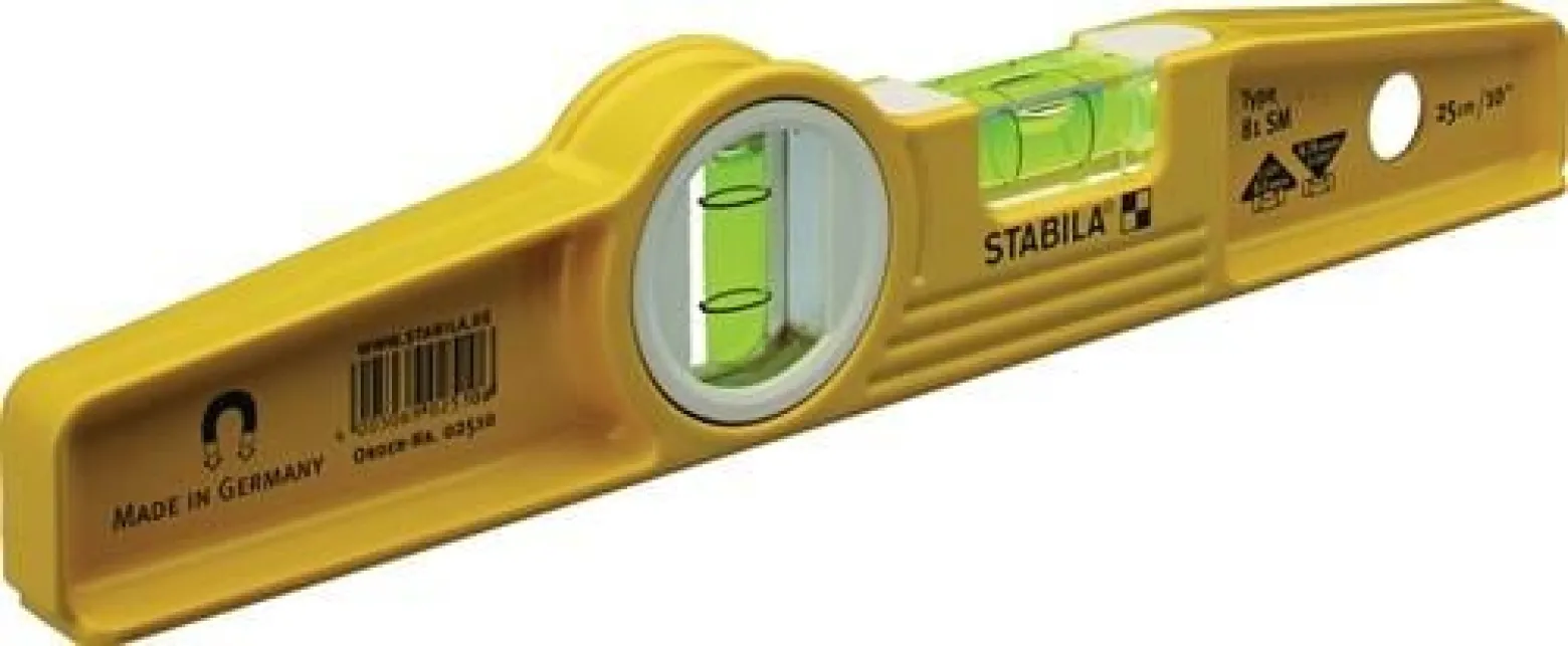 STABILA Torpedowasserwaage 81 SM 25cm Alu.gelb ± 0,5 mm/m o.Gürteltasche - 2510