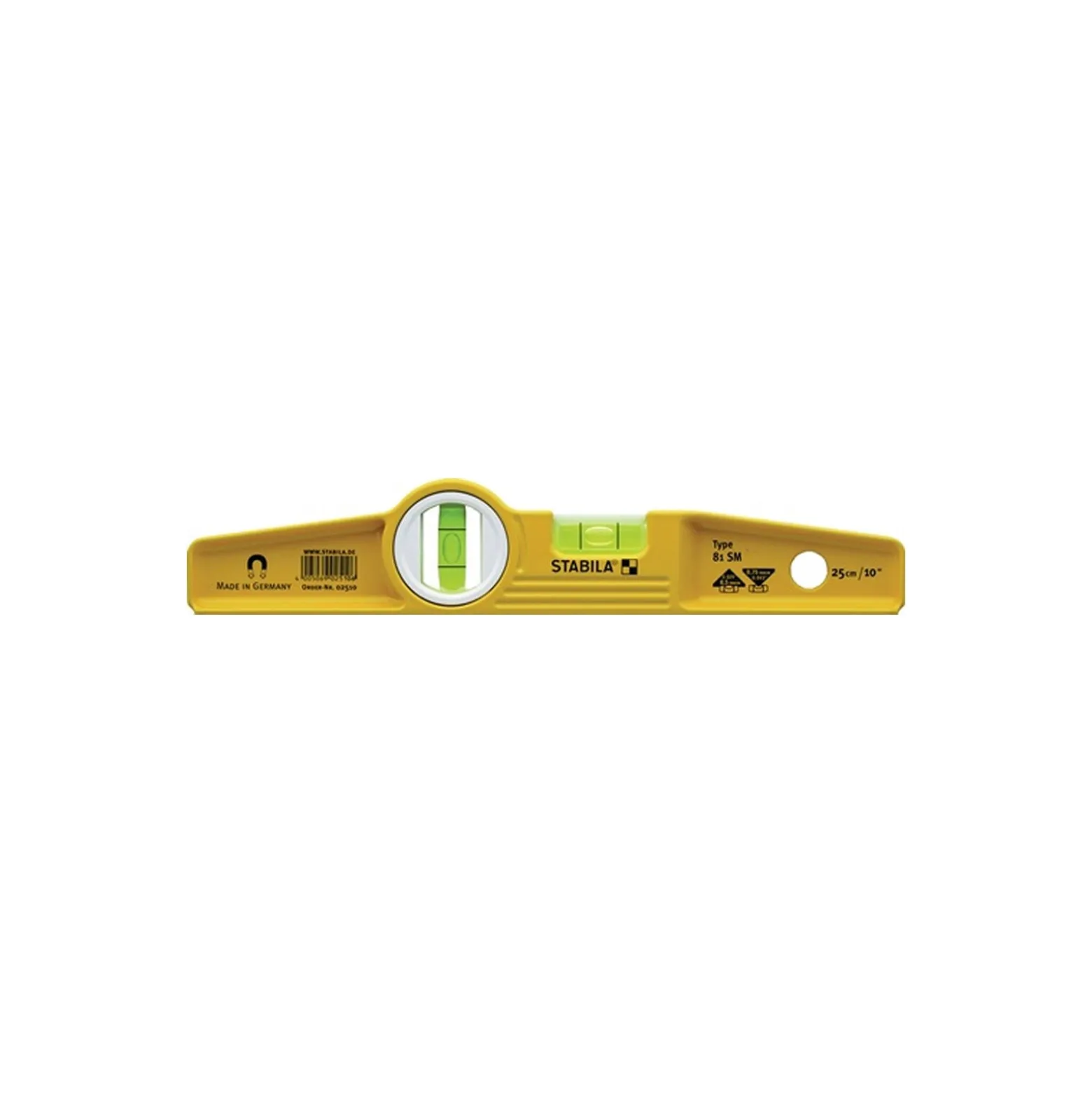 STABILA Torpedowasserwaage 81 SM 25cm Alu.gelb ± 0,5 mm/m o.Gürteltasche - 2510
