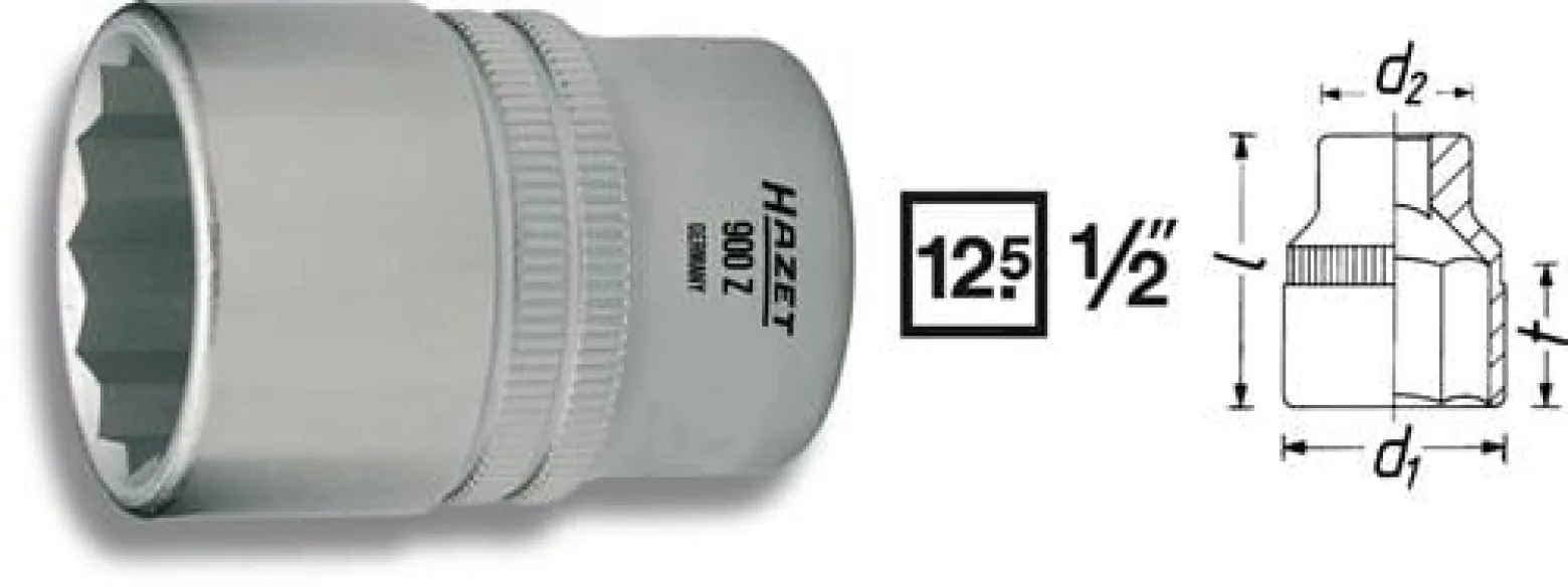 Steckschlüsseleinsatz 900Z-27 1/2 Zoll 12-kant SW 27mm L.46mm HAZET