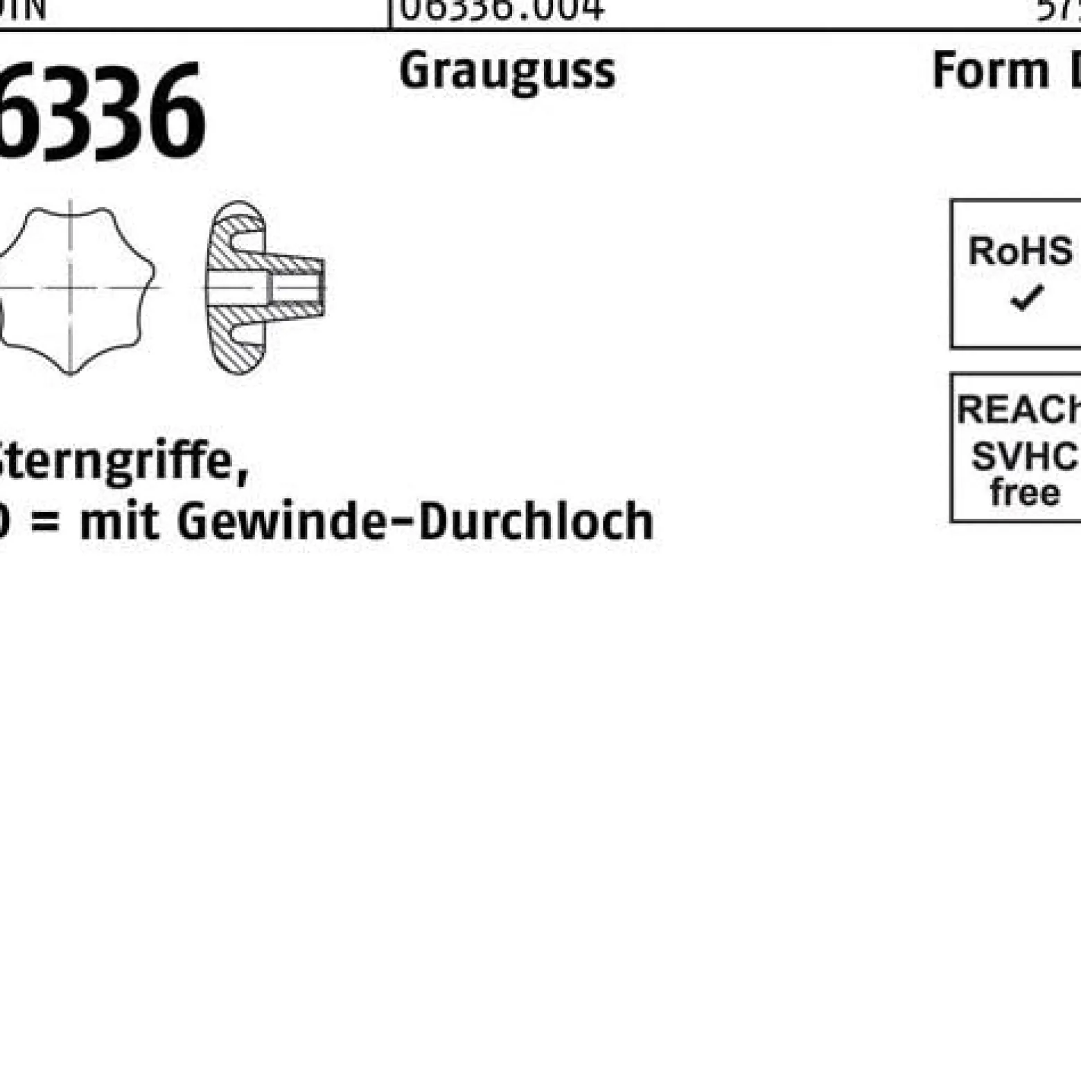 Sterngriff DIN 6336 FormD D 40 M8 Grauguss 10 Stück