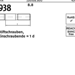 Stiftschraube DIN 938 M 24 x 150 8.8 5 Stück