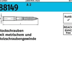 Stockschraube R 88149 Typ 23 E M6x 70 A 2 100 Stück