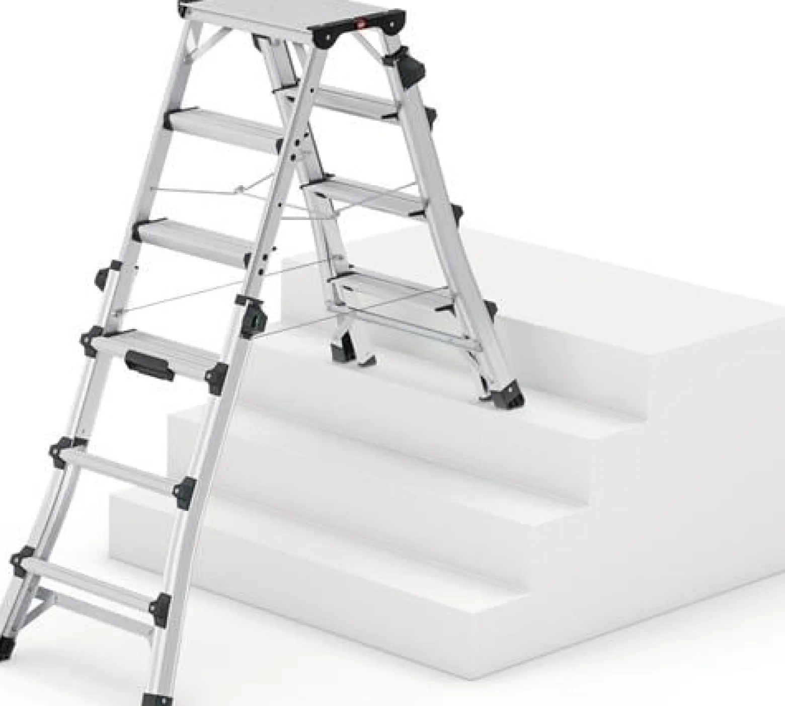 Stufenstehleiter D100TL Alu.Stufen 2x4-2x6 Gesamt-H.981-1430mm teleskopier.HAILO