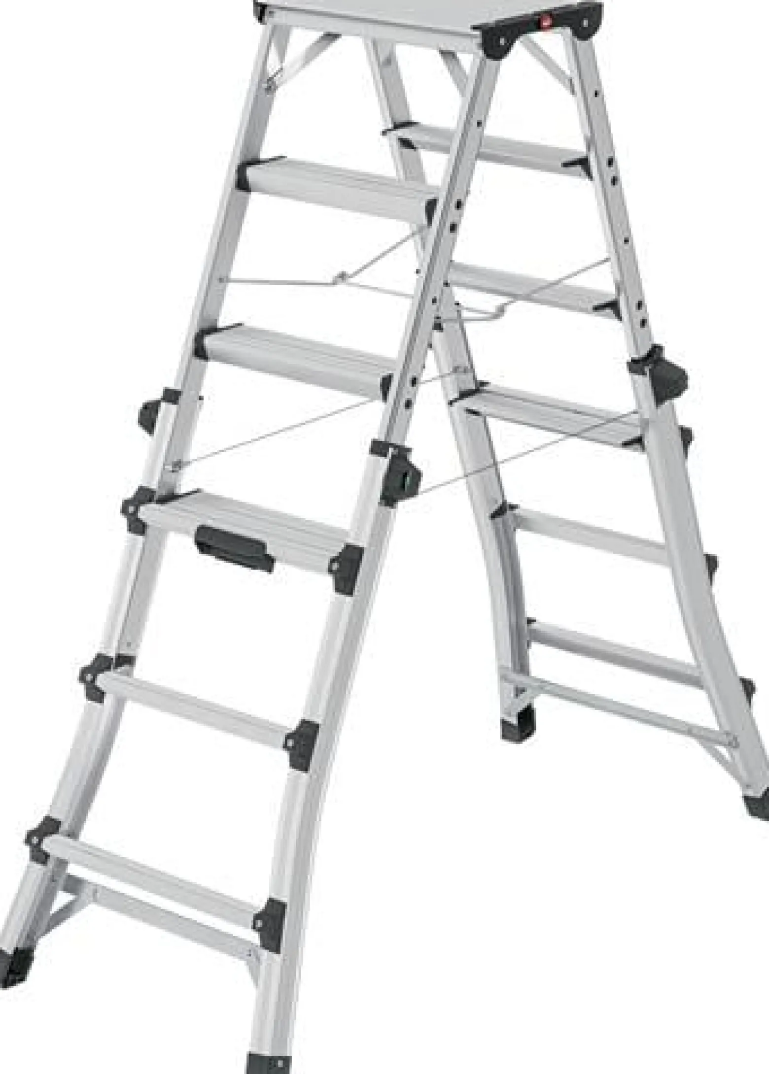 Stufenstehleiter D100TL Alu.Stufen 2x4-2x6 Gesamt-H.981-1430mm teleskopier.HAILO