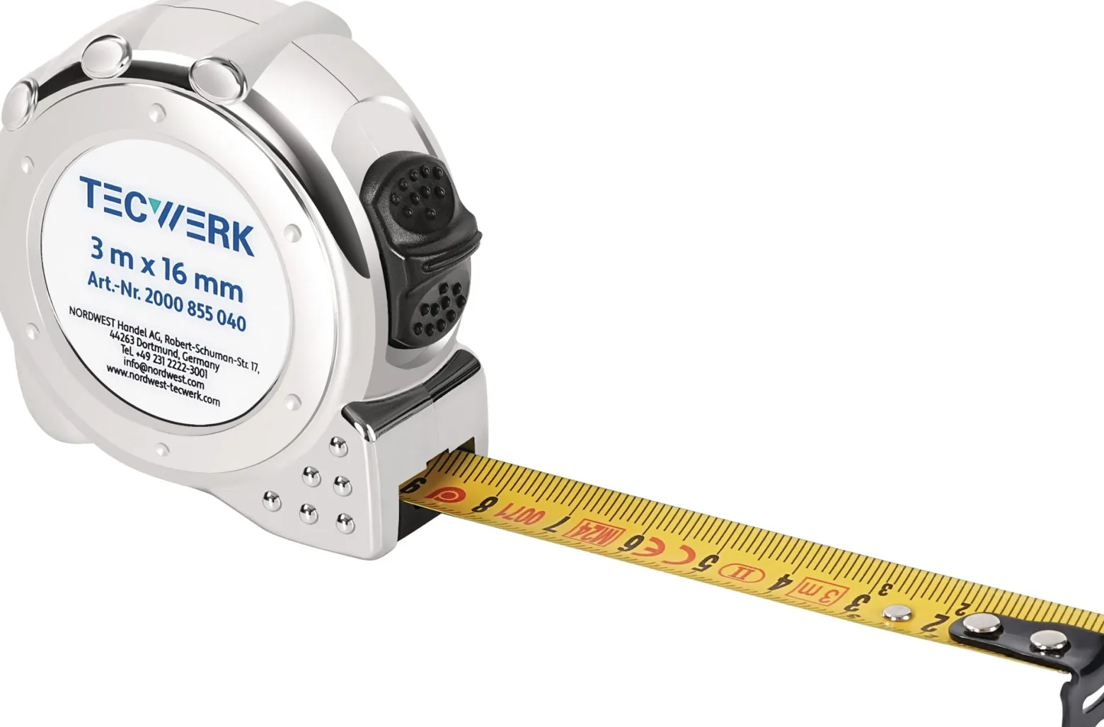 Taschenrollbandmaß L.5m B.19mm mm/cm EG II Ku.CR TECWERK
