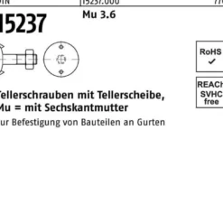 Tellerschraube DIN 15237 6-ktmutter M8x 50 3.6 100 Stück