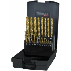 TERRAX by RUKO 3in1 Box - Spiralbohrer-Sätze DIN 338 Typ N, HSS + HSS-TiN + HSSE-Co 5 je 19 tlg. (Kassette Kunststoff) - A131011