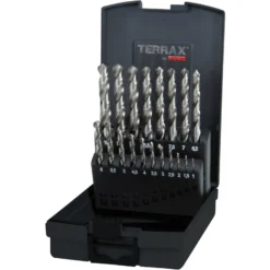 TERRAX by RUKO 5x Spiralbohrer-Satz DIN 338 Typ N, HSS-G - 19 tlg. (Kassette Kunststoff) - A214214RO