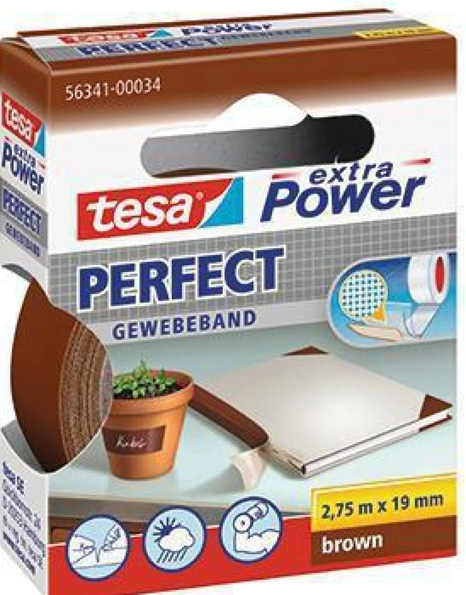 tesa Gewebeband Extra Power Perfect 56341-00034 19mmx2,75m braun
