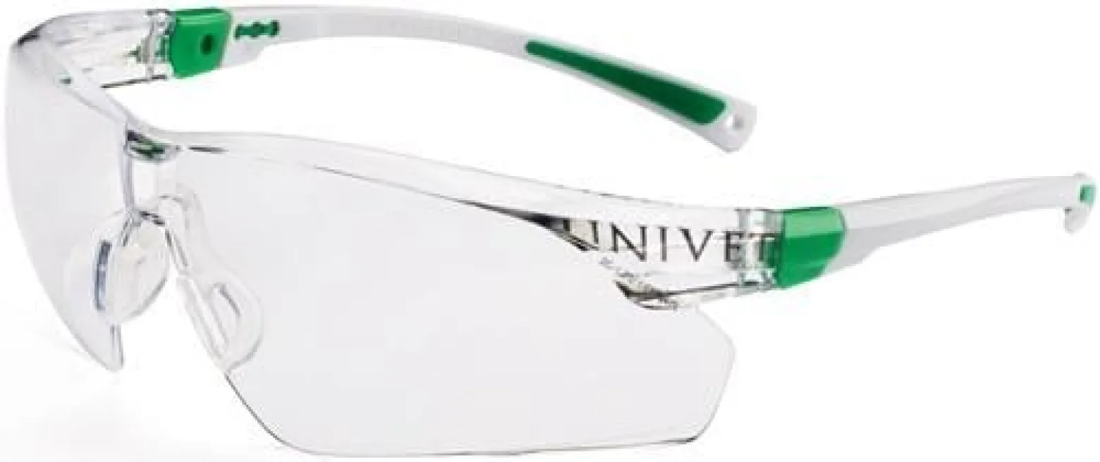 Univet Schutzbrille 506 UP EN 166 EN 170 Bügel weiß grün Scheibe klar Polycarbonat - 506U.03.00.00