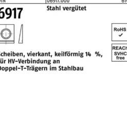 Unterlegscheibe DIN 6917 ÜH vierkant keilförmig 17 Stahl C45 1 Stück