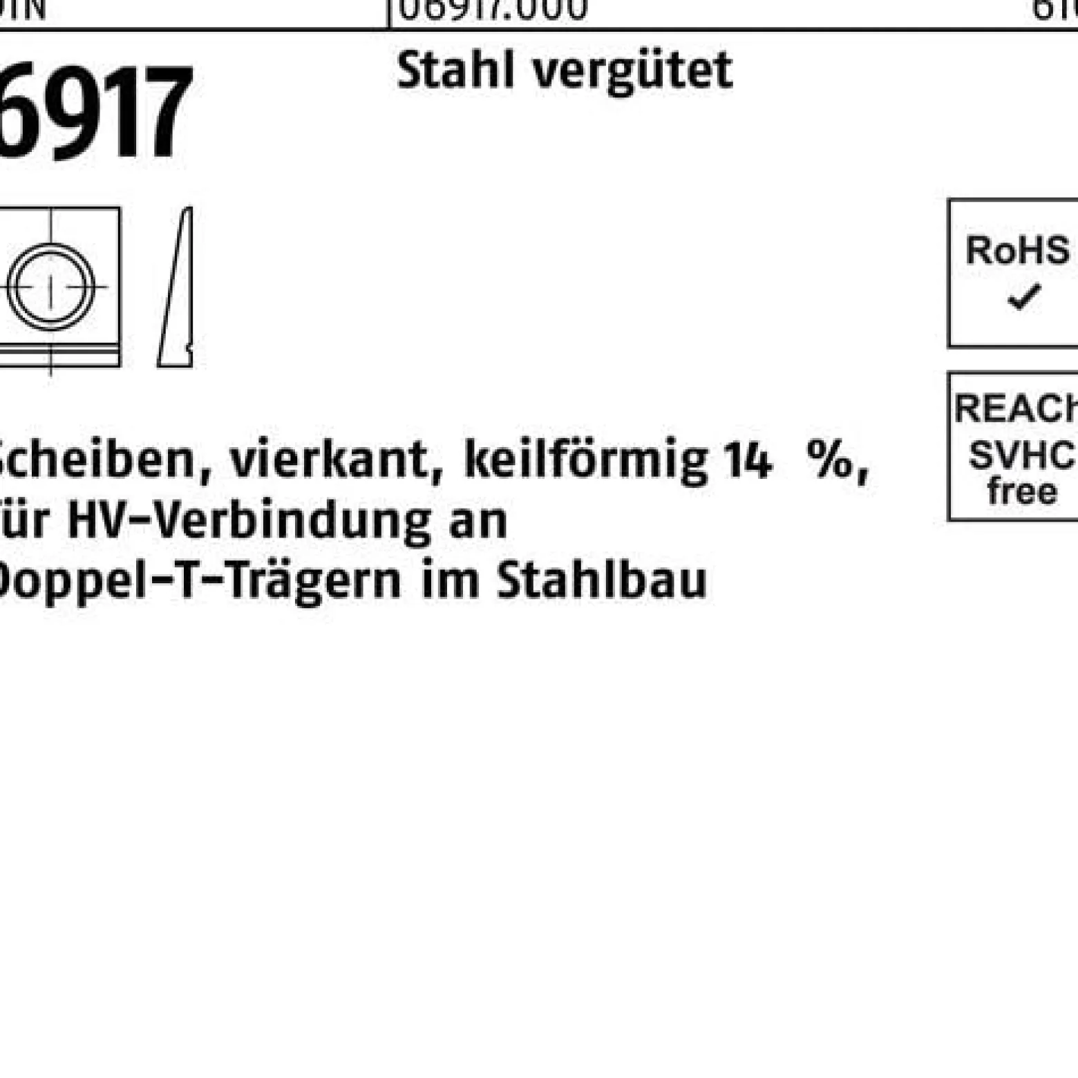 Unterlegscheibe DIN 6917 ÜH vierkant keilförmig 17 Stahl C45 1 Stück