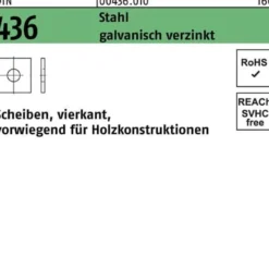 Unterlegscheibe DIN 436 vierkant 13,5x 40x 4 Stahl galv.verz. 100Stück