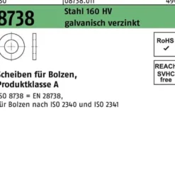 Unterlegscheibe ISO 8738 f.Bolzen 60 Stahl 160 HV galv.verz. 10 Stück