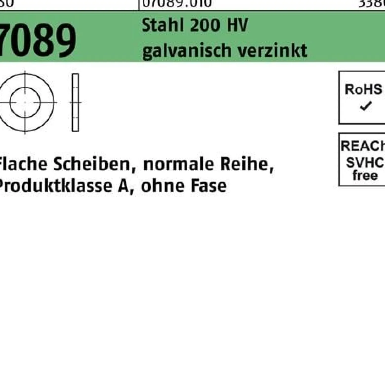 Unterlegscheibe ISO 7089 o.Fase 24 Stahl 200 HV galv.verz. 200 Stück