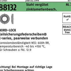 Unterlegscheibe R 88132 NLX 10 Sta vergütet zinklamellenb. 200St. NORD-LOCK