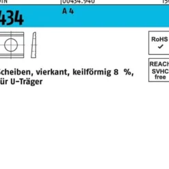 U-Scheibe DIN 434 vierkant keilförmig 13,5 A 4 Neigung 8% 50 Stück