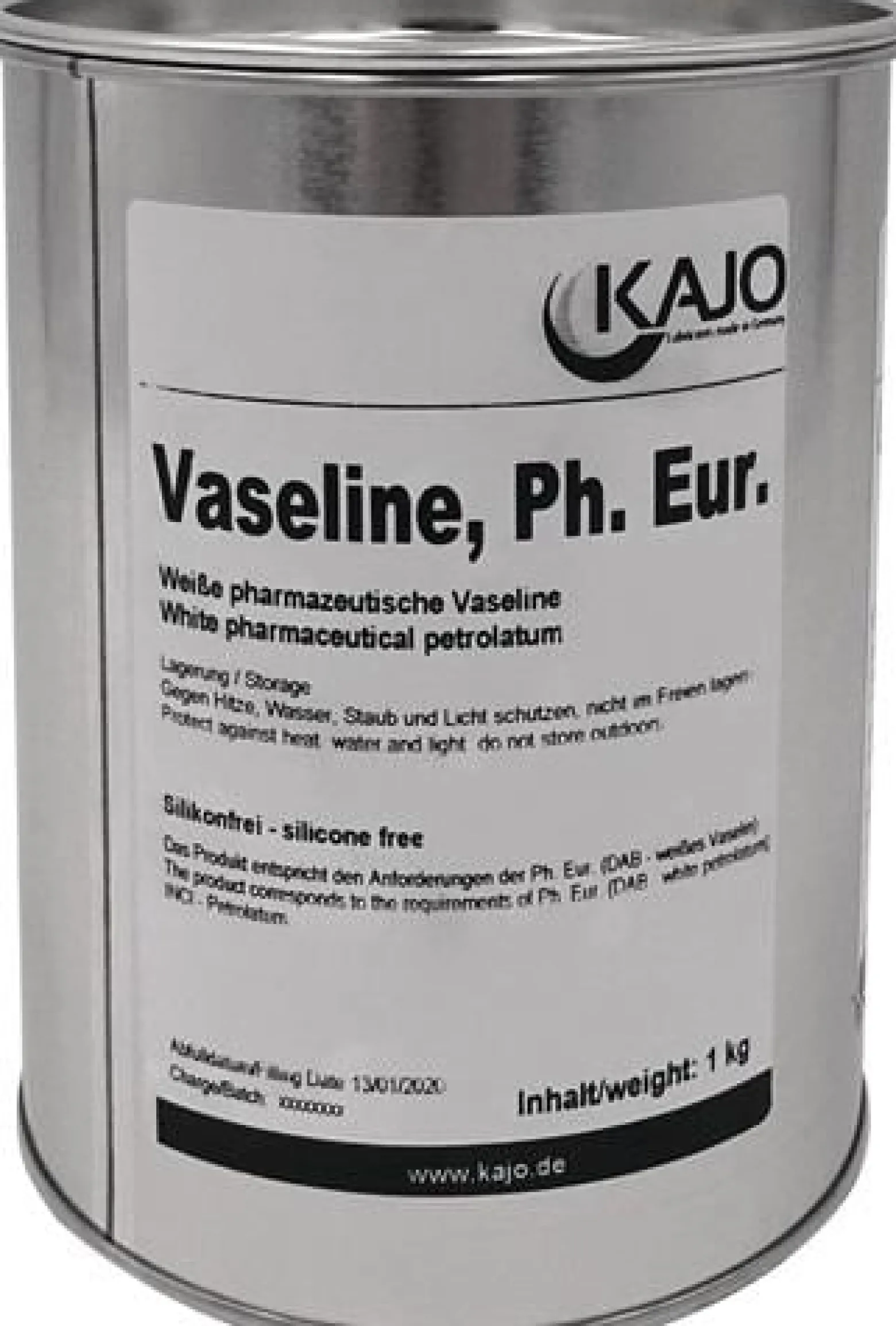 Vaseline 1kg weiß DAB10 (dt.Arzneimittelbuch) Dose KAJO