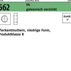 Vierkantmutter DIN 562 niedrige FormM4 Automatenstahl galv.verz. 1000St.