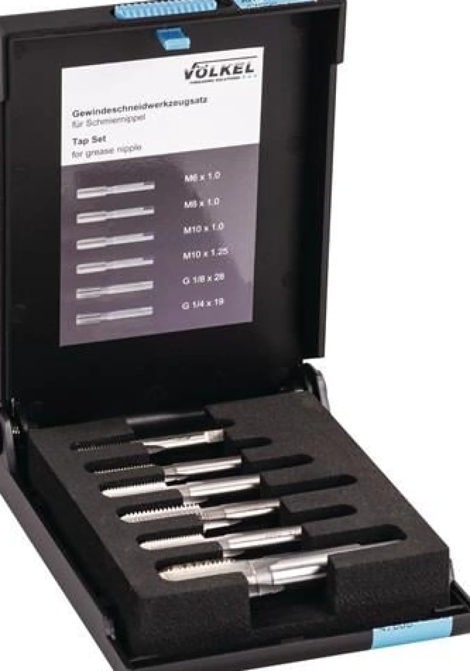 VÖLKEL Gewindeschneidzeugsatz M6-M10/G1/4-G1/8 Zoll HSS-G 6tlg. - 47008