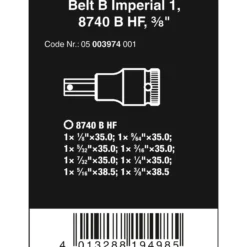 Wera Belt B Imperial 1 Zyklop Bitnuss-Satz Innensechskant, mit Haltefunktion, 3/8"-Antrieb - 05006579001