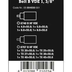 Wera Belt B VDE 1 Zyklop Bitnuss-Satz TORX® / Innensechskant, isoliert, mit Haltefunktion, 3/8"-Antrieb - 05006603001