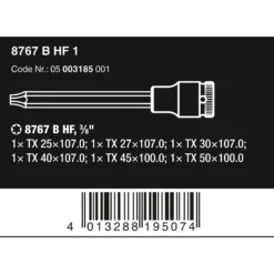 Wera 8767 B TORX® HF 1 Zyklop Bitnuss-Satz TORX®, mit 3/8"-Antrieb, mit Haltefunktion - 05006576001
